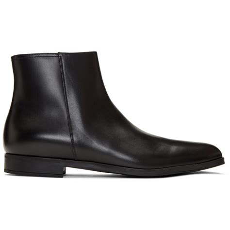 prada black zip chelsea boots|Prada wingtip ankle boots.